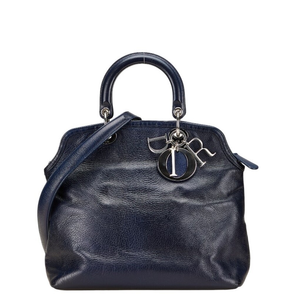 Dior Granville Shoulder Bag Navy Blue leather
